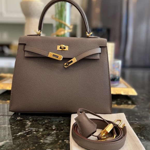 Hermes Handbags - Kelly 25 Gris E Ghw full set